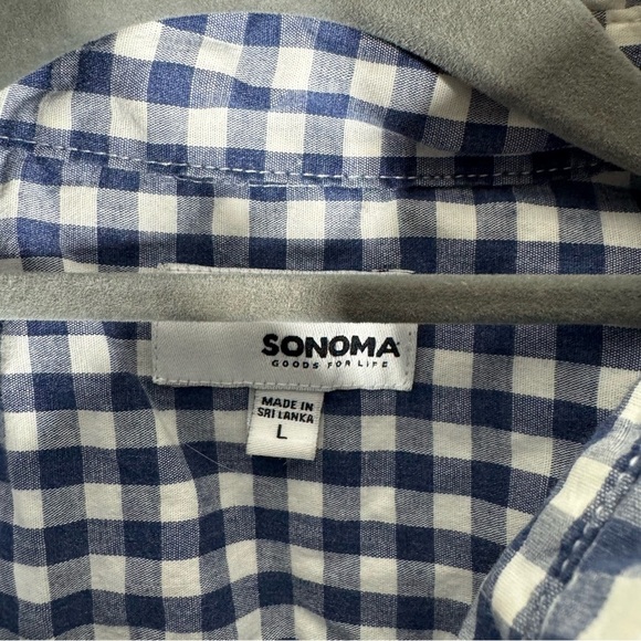 Sonoma Button Up Shirt Men's Large Long Sleeve Multicolor Gingham Cotton Blend - Picture 3 of 5